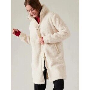 ATHLETA Cozy Day Hybrid Coat Sherpa Size Large Chantilly Cream #818454